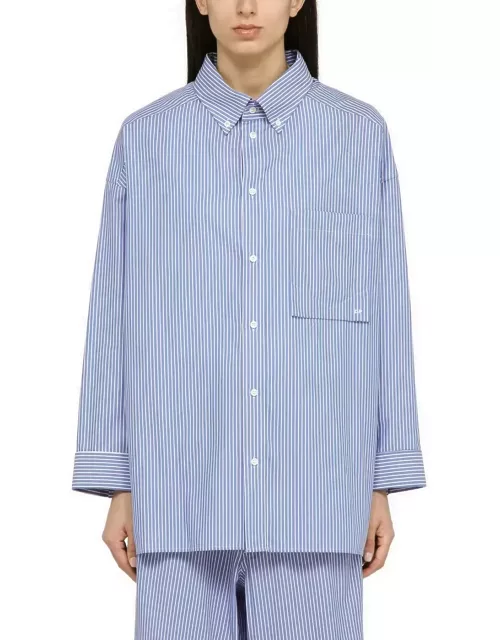 DARKPARK Blue/white Striped Cotton Button-down Shirt