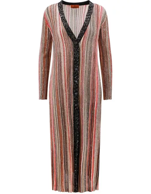 Missoni Sequins Striped Knit Long Cardigan