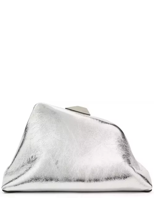 The Attico Day Off Silver Leather Clutch Bag