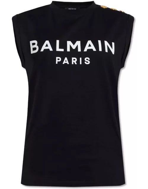 Balmain Sleeveless T-shirt With Logo