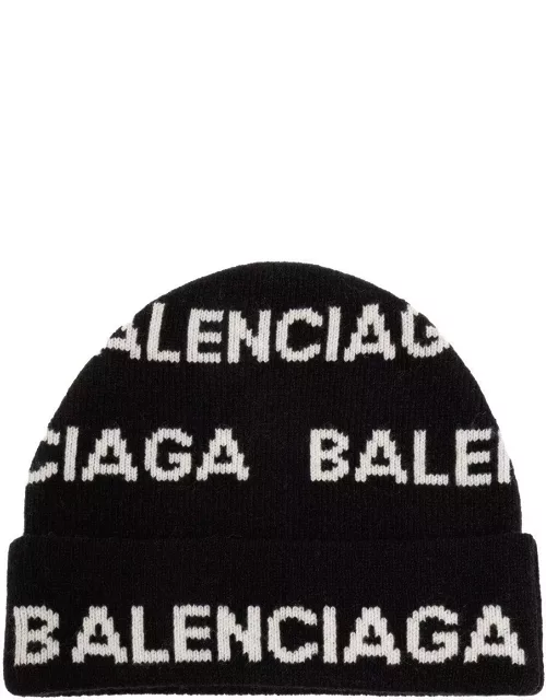 Balenciaga Logo Intarsia Beanie