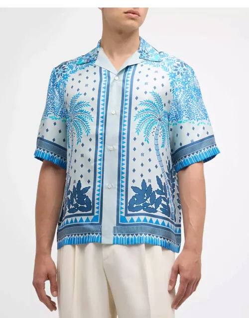 Men's Palm Tree Silk Camp Shirt