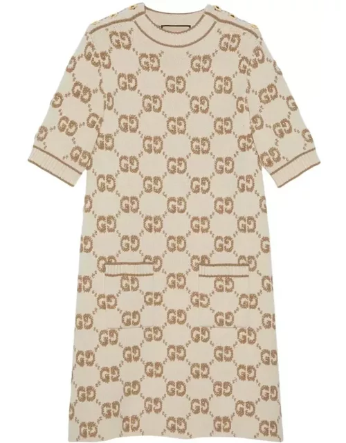 Gucci Monogrammed Logo Intarsia Short-sleeve Dres