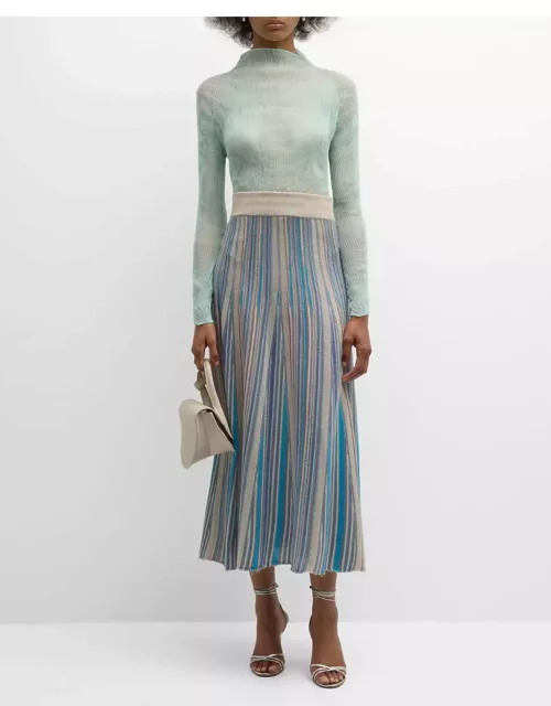 Lodola2 Striped A-Line Midi Skirt