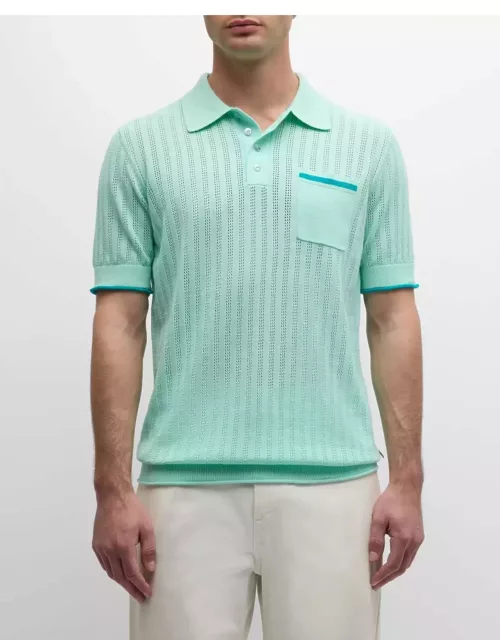 Men's Openwork Knit Polo Shirt