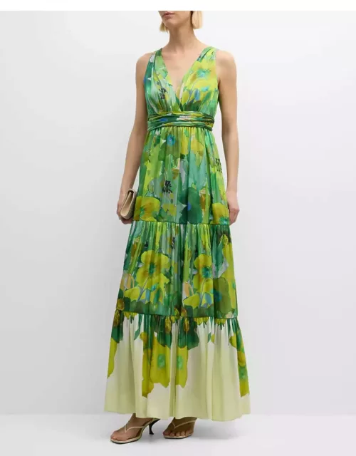 Gail Tiered Floral-Print Maxi Dres