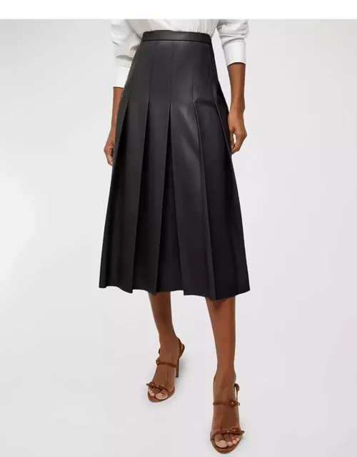 Herson Vegan Leather Pleated Midi Skirt