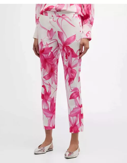 Theodor Cropped Floral-Print Faille Trouser