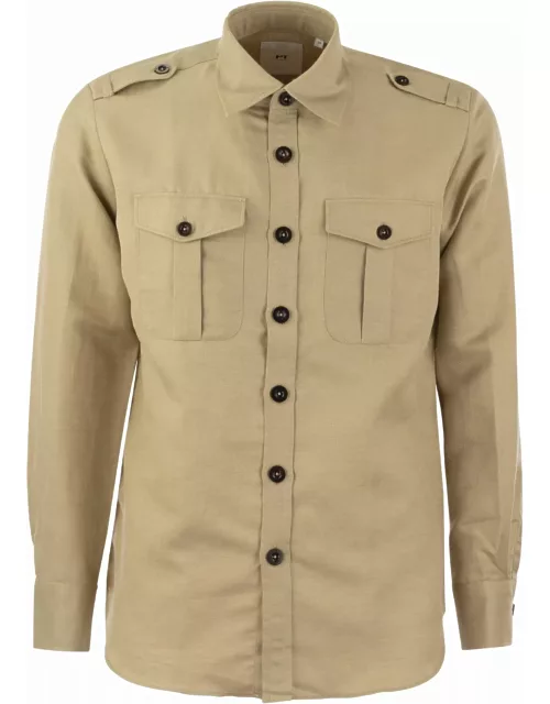 PT Torino Linen And Cotton Safari Shirt
