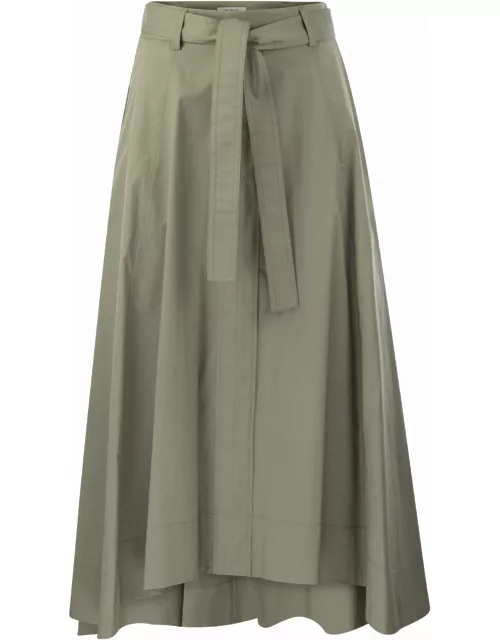 Peserico Long Skirt In Lightweight Stretch Cotton Satin
