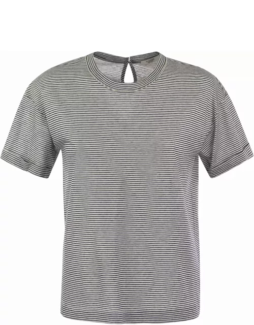 Peserico Lightweight Striped Jersey T-shirt And Punto Luce