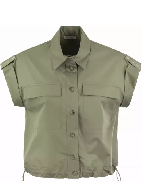 Peserico Military Green Short Sleeve Shirt