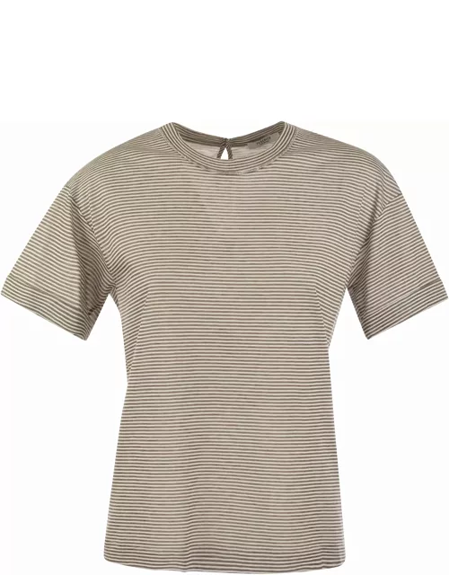 Peserico Lightweight Striped Jersey T-shirt And Punto Luce