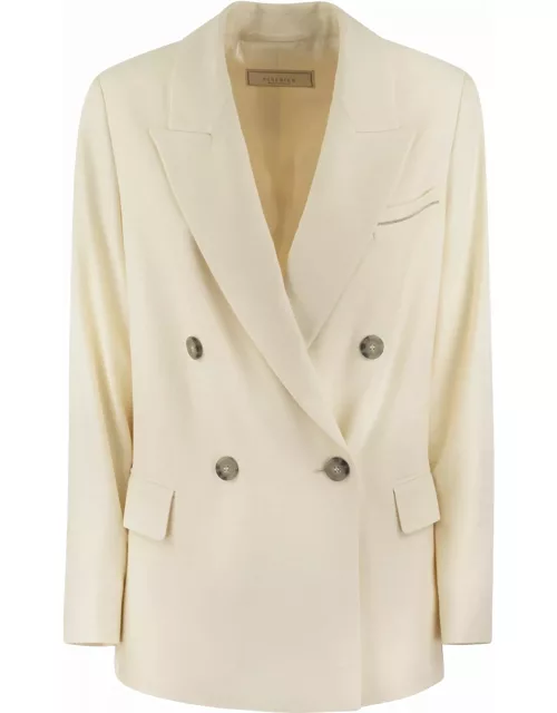 Peserico Viscose Blend Double-breasted Blazer
