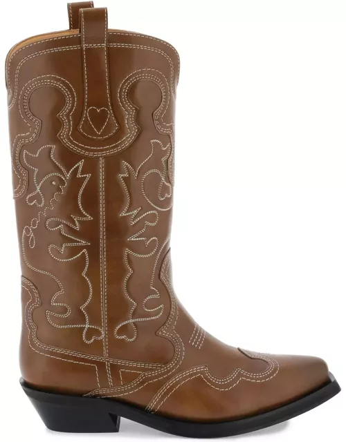 Ganni Embroidered Western Boot