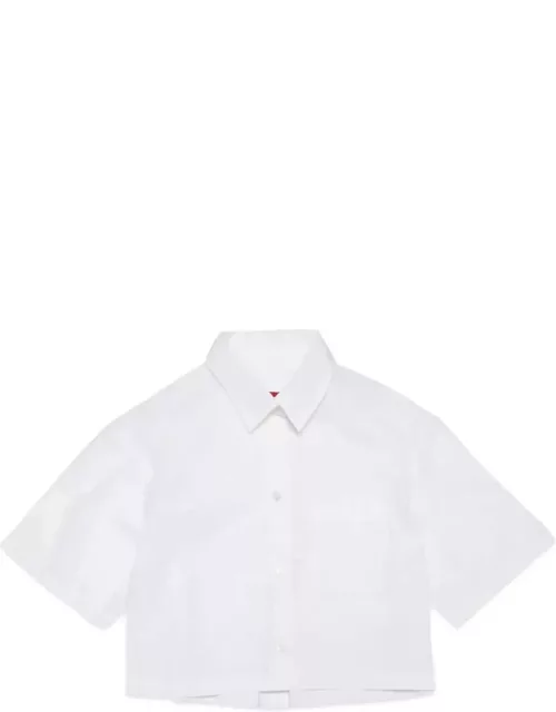 Max & Co. White Poplin Crop Shirt With Logo
