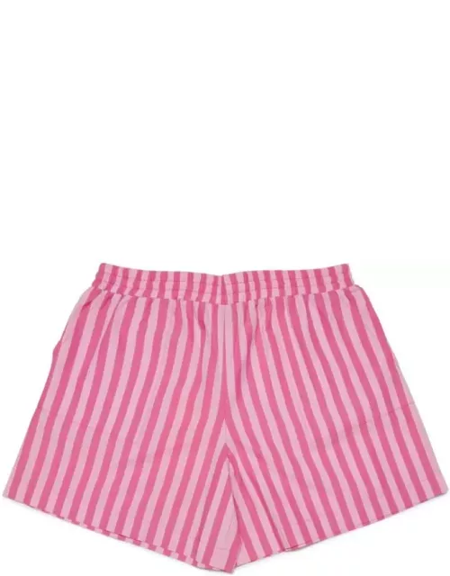 Max & Co. Pink Striped Poplin Shorts With Logo