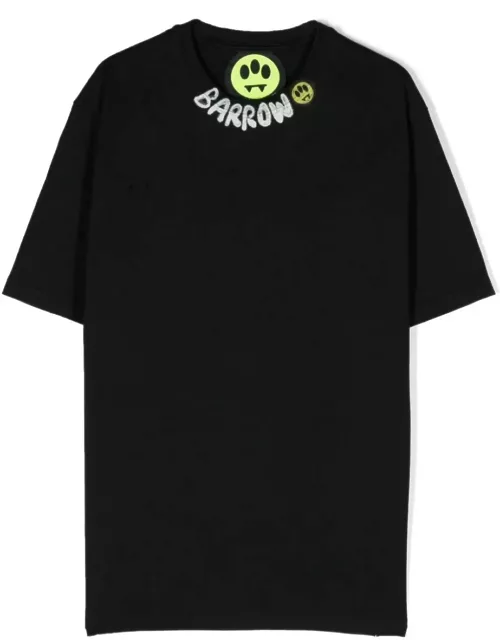Barrow Black T-shirt With Graffiti Logo On Crew Neck