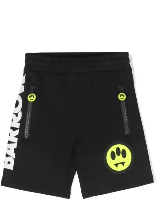 Barrow Black Sports Shorts With Logo And Lettering