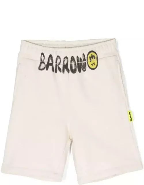 Barrow Beige Cotton Shorts With Logo