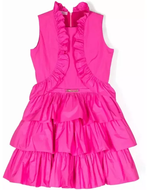 Miss Blumarine Fuchsia Dress With Ruches And Flounce