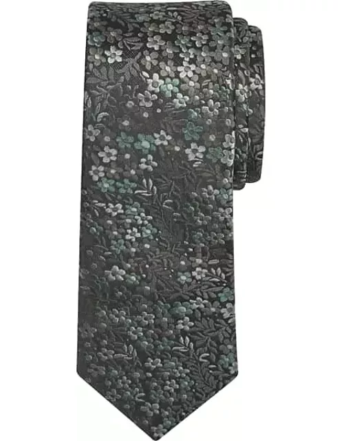 Egara Men's Narrow Petite Floral Tie Green