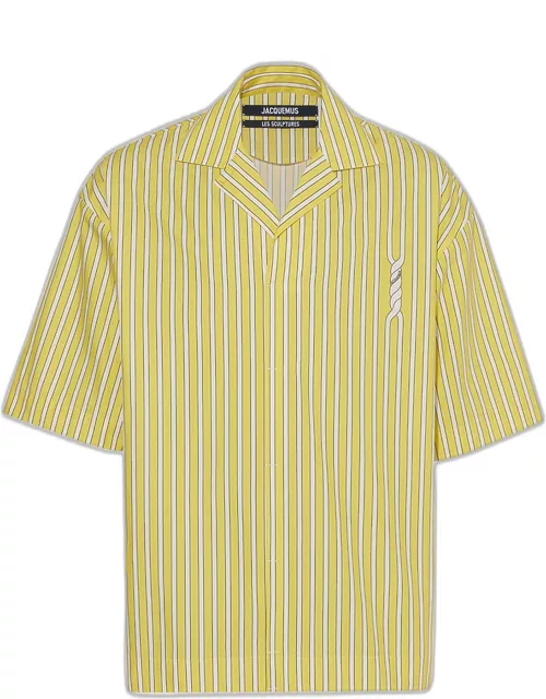 Men's Striped Camp-Collar Popover Shirt