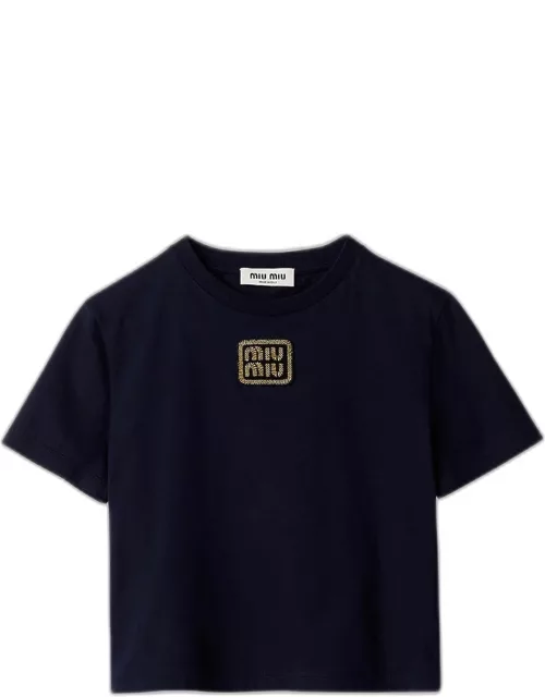 Logo Patch Cropped Jersey T-Shirt