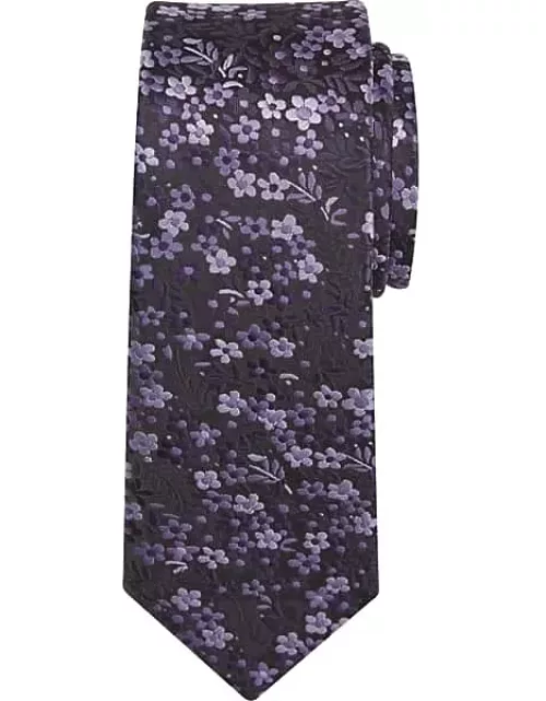 Egara Men's Narrow Petite Floral Tie Purple