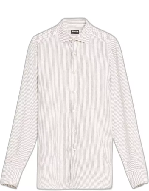 Men's Oasi Linen Stripe Casual Button-Down Shirt