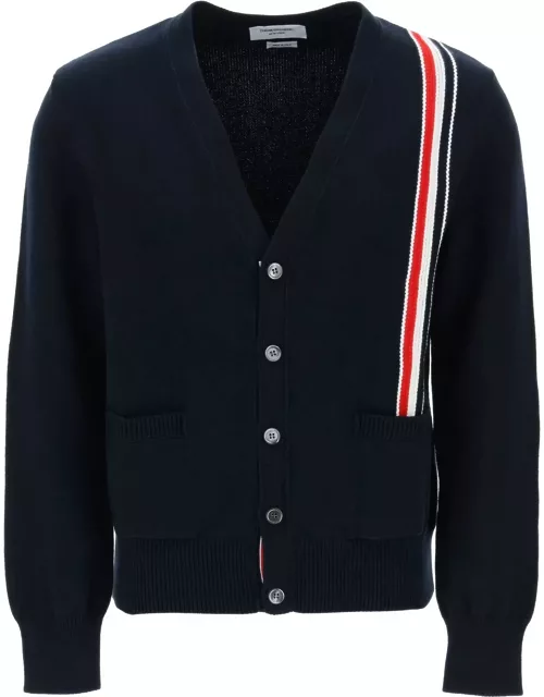 THOM BROWNE Cotton cardigan with red, white