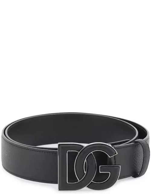 DOLCE & GABBANA leather belt with dg logo buckle