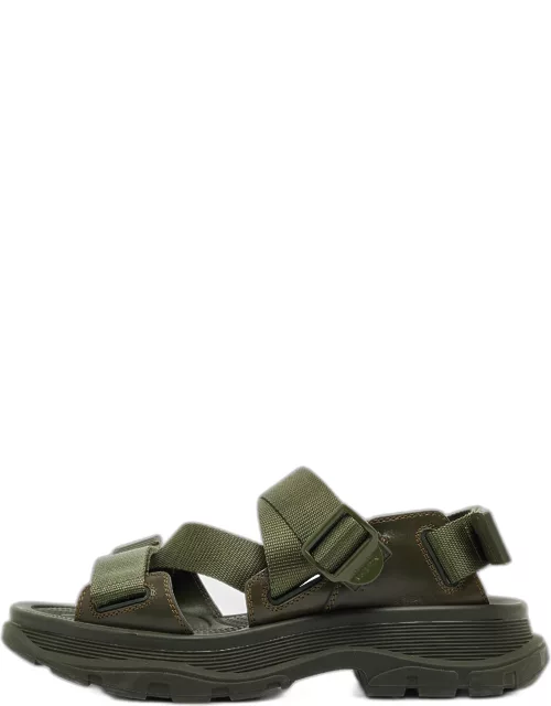 Alexander McQueen Military Green Nylon Tread Flat Sandal