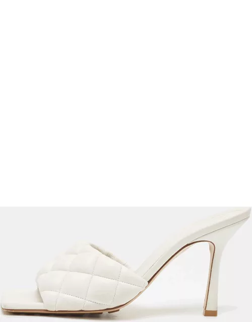 Bottega Veneta White Intrecciato Leather Lido Slide Sandal