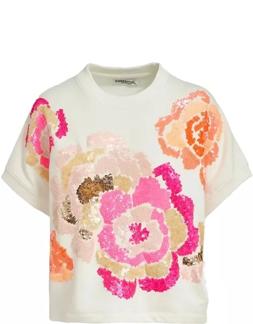 ESSENTIEL ANTWERP Floraly Embroidered Sweatshirt - Off White
