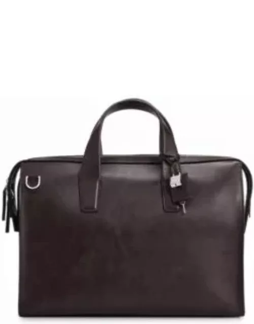 Single document case in leather with smart sleeve- Dark Brown Men's Business Bag