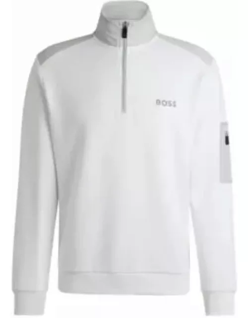 Zip-neck sweatshirt with 3D-molded logo- White Men's Tracksuit