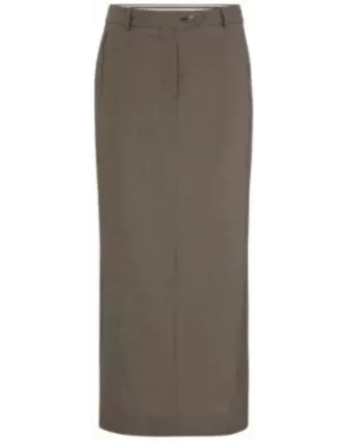 Maxi skirt in melange virgin wool with side slits- Patterned Women's Casual Skirt