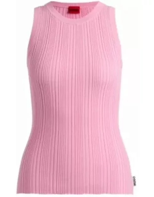 Slim-fit top in stretch crepe- Pink Women's Casual Top