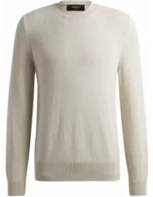 Regular-fit sweater in boucl silk with ribbed cuffs- White Men's Sweater