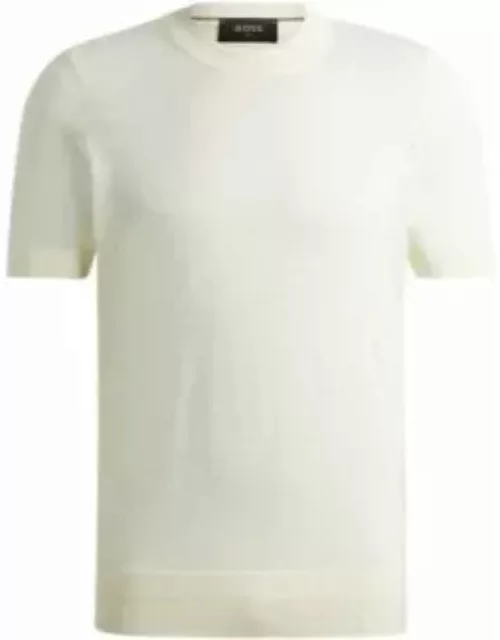 Short-sleeved sweater in Tussah silk- White Men's Sweater