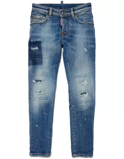 Dsquared2 Graphic-printed Straight-leg Distressed Jean