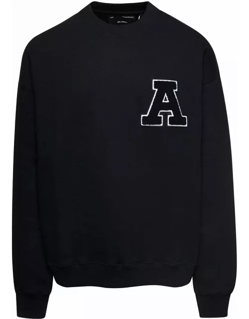 Axel Arigato team Black Sweatshirt With Front Logo Patch In Cotton Man