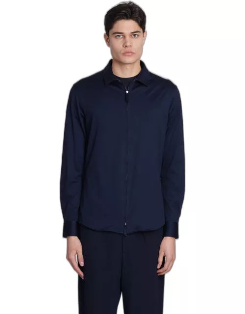 Giorgio Armani Shirt In Blue Cotton