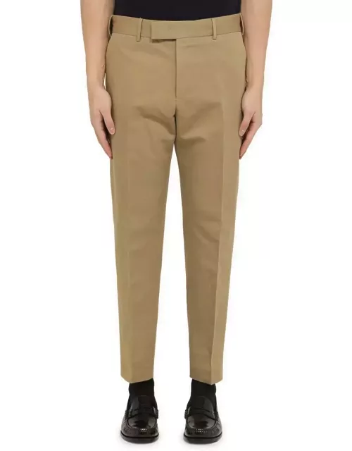 PT01 Rope-coloured Slim Trousers In Cotton And Linen