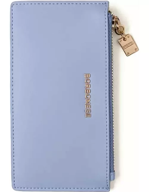 Borbonese Medium Light Blue Leather Card Holder