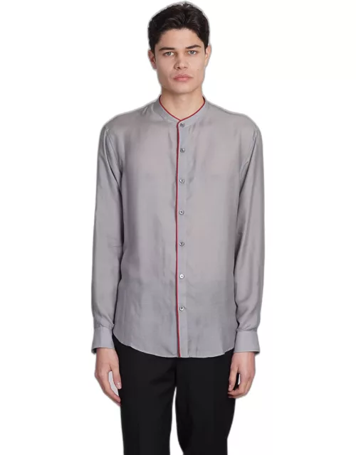 Giorgio Armani Shirt In Grey Wool And Polyester