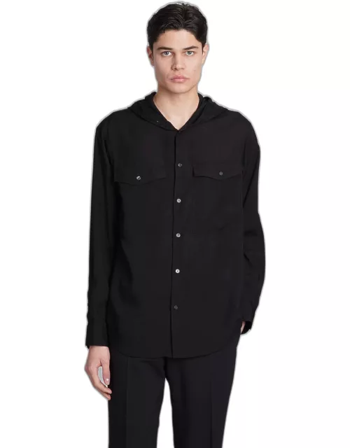 Emporio Armani Shirt In Black Wool And Polyester