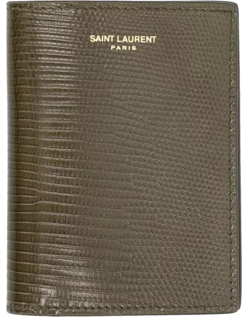 Saint Laurent Lizard Credit Card Wallet