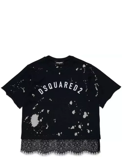 Dsquared2 Lace-trim Logo Printed T-shirt
